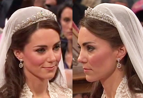 due primi piani di Kate Middleton matrimonio